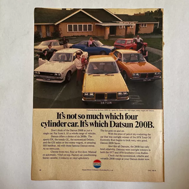 Datsun 200B SX GX SSS Wagon & Deluxe Advertisement ~ Vintage 1979 PRINT AD 70s