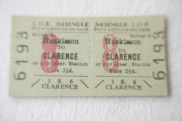 LOR Huskisson to Clarence Railway Train Ticket Liverpool Overhead