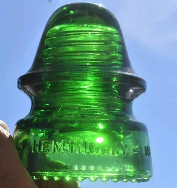 Deep Rich 7UP GREEN HEMINGRAY-19 MADE IN U.S.A. Glass Signal Insulator