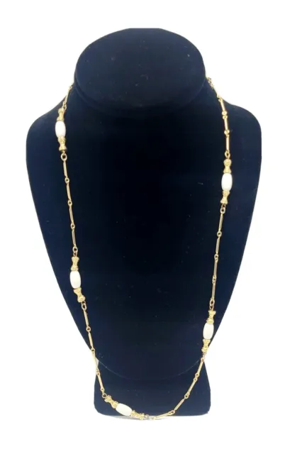 Direction One Goldtone Pearl Chain Necklace Vintage