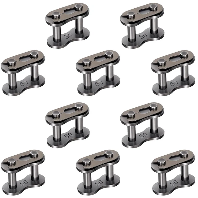 10 Pack #50 Roller Chain Connecting Links, Master Connector Link for Agricultura