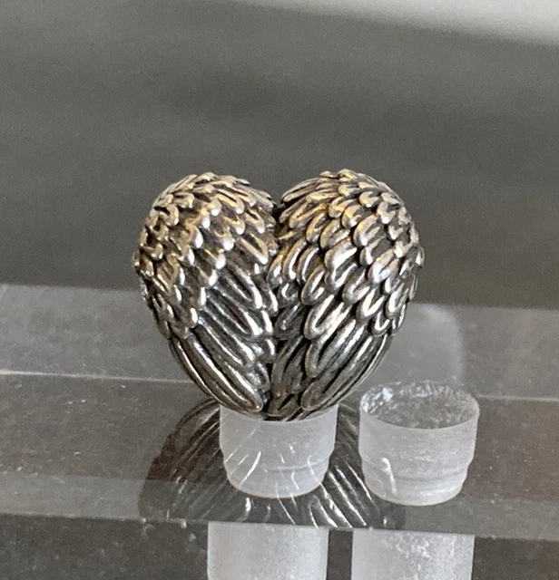 New AUTHENTIC PANDORA CHARM ANGELIC FEATHERS HEART GUARDIAN ANGEL WINGS 791751