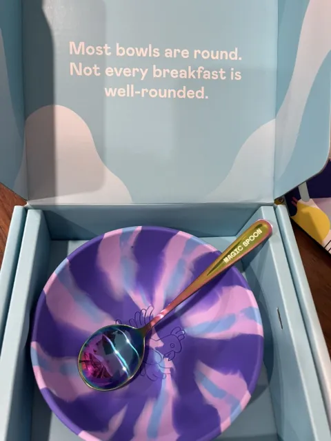 Authentic Magic Spoon Cereal Tye Dye Rubber Bowl & Spoon Set New With Box Rare