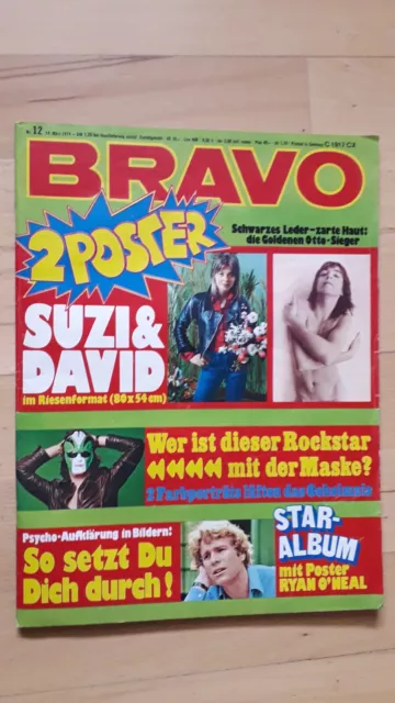 BRAVO Nr.12 vom 14.3.1974 mit Riesenposter Suzi Quatro, David Cassidy, Mud...