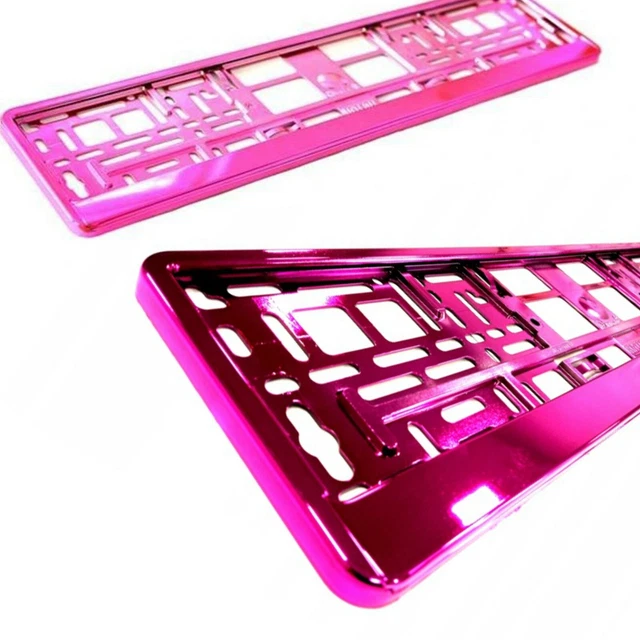 2 Plaque pour VW Audi Seat en Rose Métallique Brillant Aspect Chrome Rose