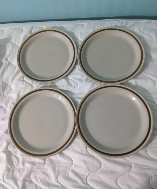 Mountain Wood Collection Japanese Stoneware Vanilla Spice 10.5" Dinner Plates x4 2