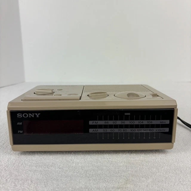 SONY DREAM MACHINE ICF-C4W Alarm Clock-1990-AM/ FM-Beige-Corded-Tested ...