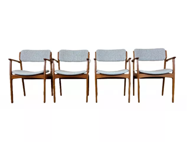 4x 60er 70er Jahre Stühle Teak Dining Chair Armlehnstuhl Erik Buch O.D. Møbler