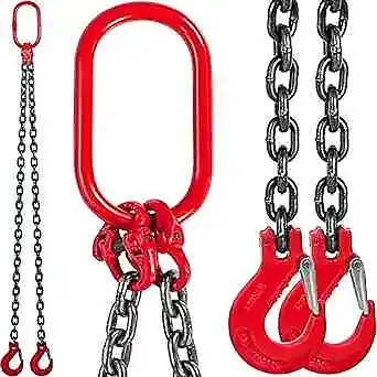 Chain Sling, 5/16 Inch x 6 Ft Double Leg Lifting Chains with 5/16 Inch x 6FT