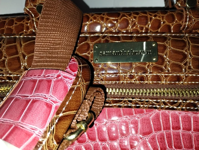 Samantha Brown Croco Red Embossed Dowel Travel Bag Purse Carry On Rare Red Color 2