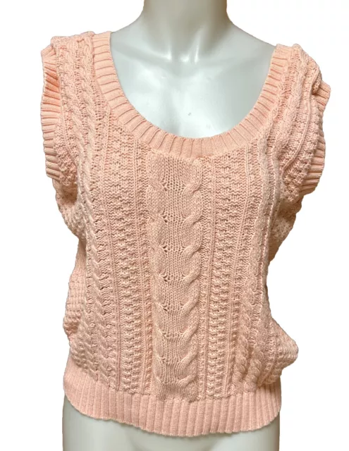 Vintage L.P. Kaye Peach Scoop Neck Vest Women’s Large Crochet Grandmacore