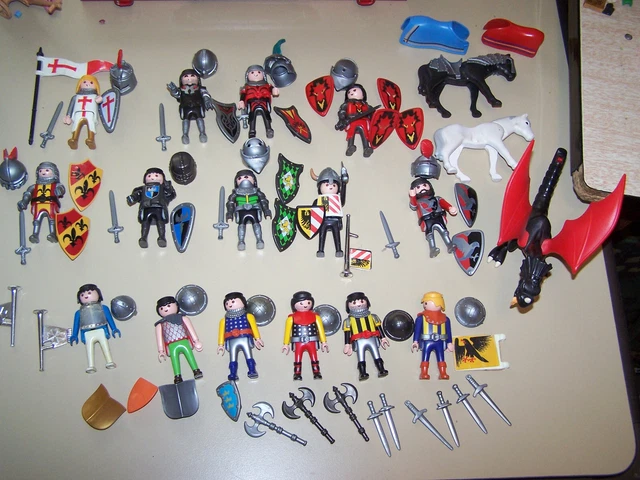 Lot chevaliers + accessoires + dragon PLAYMOBIL