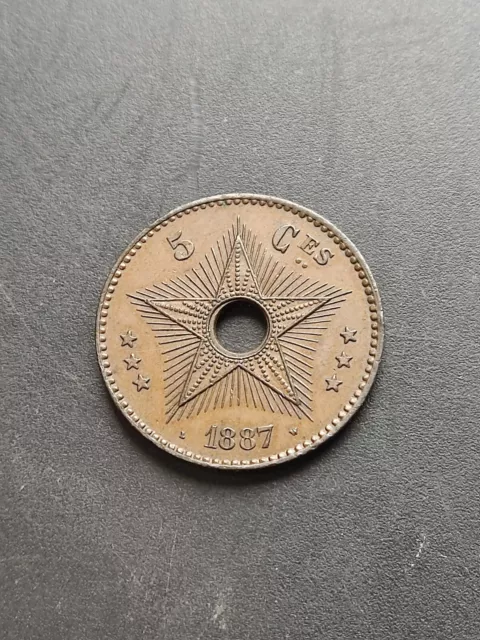 Rare 5 Centimes 1887 Congo Belge