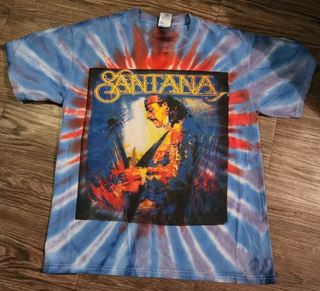 Vintage Gildan Santana Shaman Tour Tie Dyed Concert Tee Shirt Grand Large Nice