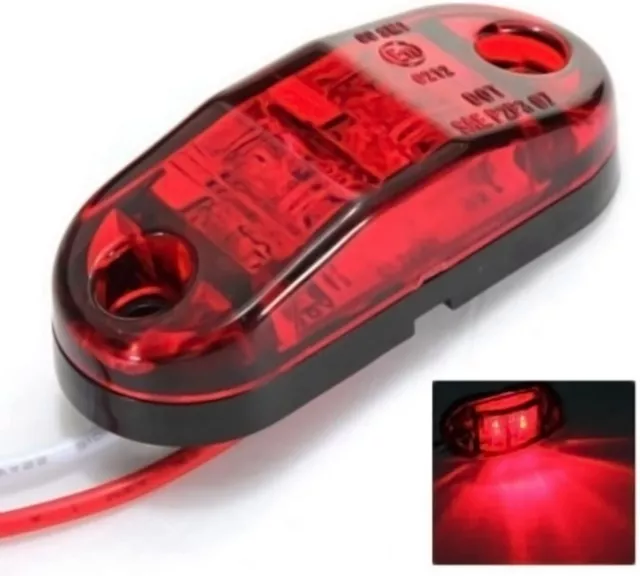 4 X Red 12v 2 Led Smd Side Rear Tail Marker Lamp Lights Truck Trailer E-Marked