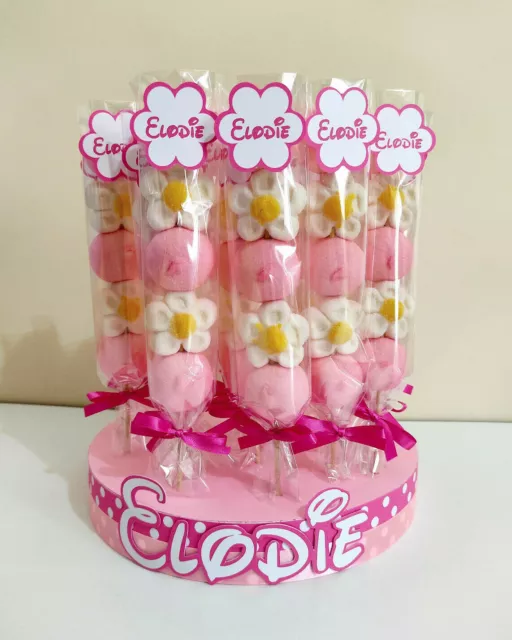 BASE + 20 spiedini marshmallow caramelle compleanno sweet table rosa fucsia  EUR 35,00 - PicClick IT