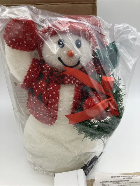 Vintage NOS AVON FIBER OPTIC SNOWMAN 16" Lights, Stocking Cap, Wreath