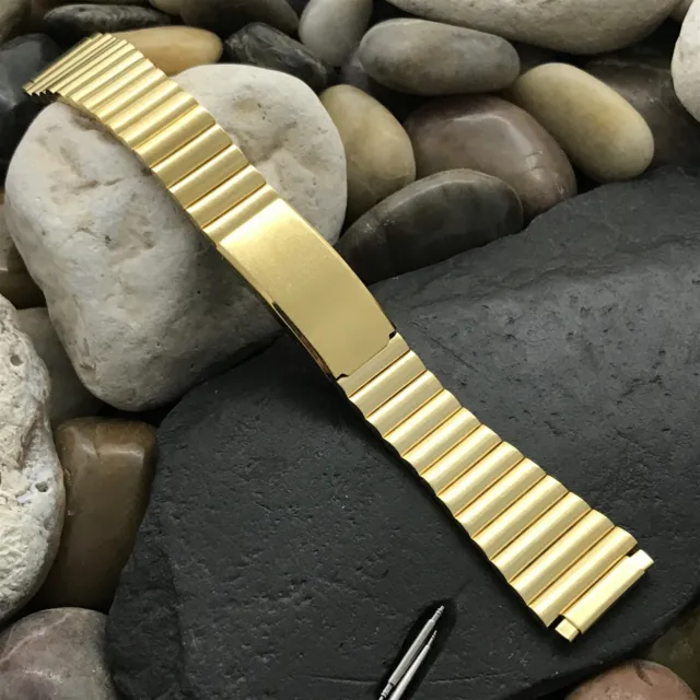 19mm 20mm 21mm Gold-Plated LED LCD nos 1970s-1980s Vintage Watch Band