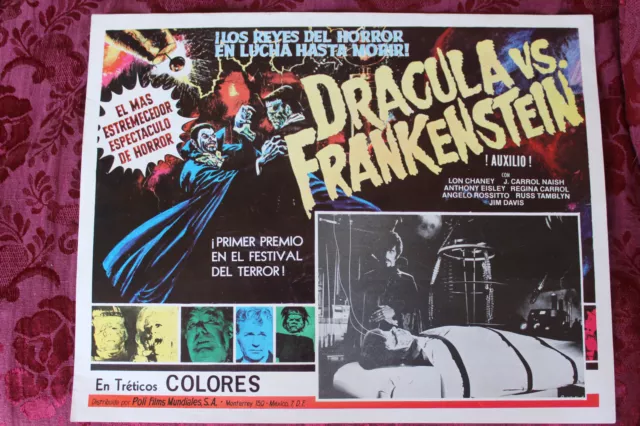 DRACULA vs. FRANKENSTEIN Horror MONSTER Vampire LON CHANEY MEXICAN LOBBY CARD 3