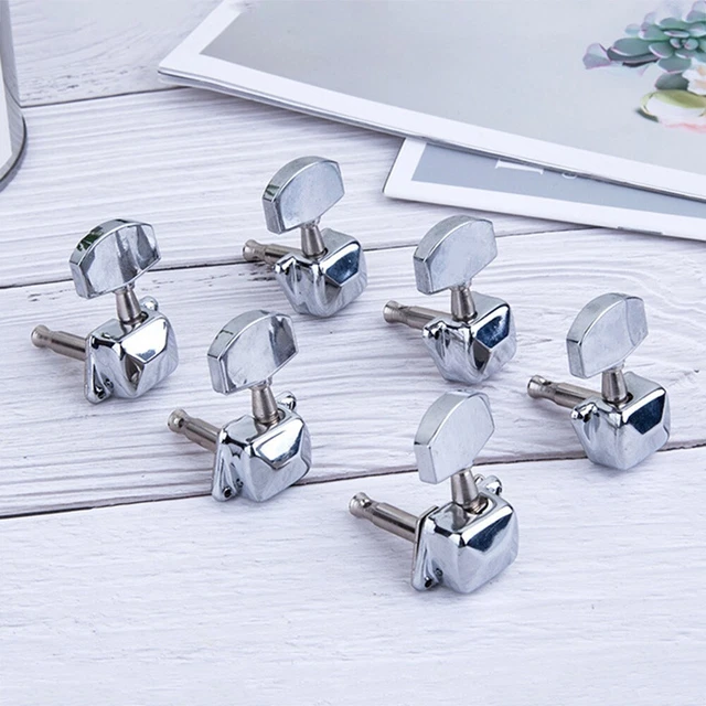 Têtes Machine Guitare Jeu De 6 Mécaniques Guitare Acoustique | 3G 3D | Métal Argenté | Accordage Stable | Anti-Rouille | Montage Facile Têtes Machine Métal