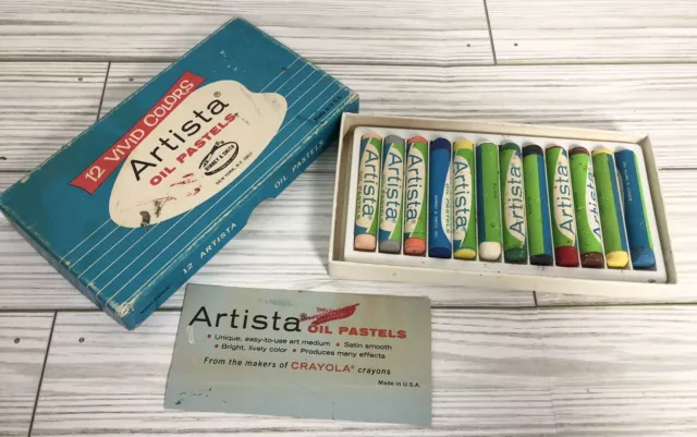 Artista Oil Pastels Crayola 12 Vivid Colors Bright Crayon USA Lightly Used