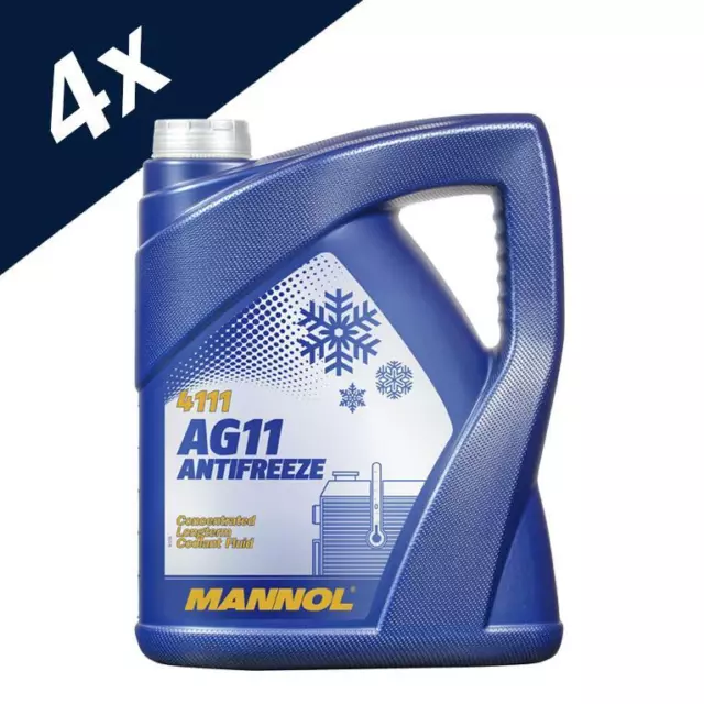 4x5L MANNOL AG11 Longlife Concentrated Blue AntiFreeze Summer - Winter Coolant