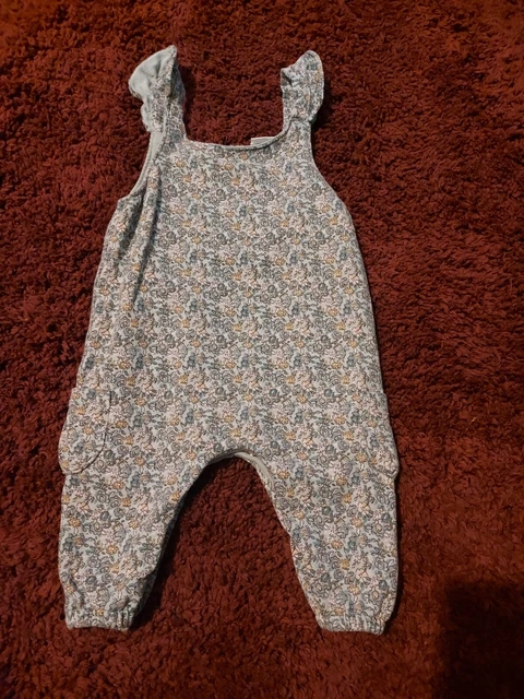 Next Girls 3-6 Months Floral Dungarees