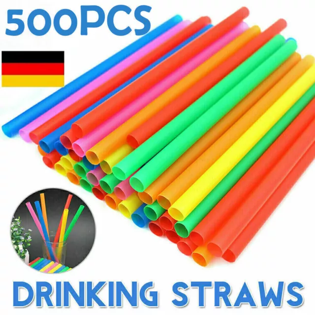 500 Stück Einweg Strohhalme Wide Fat Jumbo Boba Bubble Tea Smoothie Trinkhalme