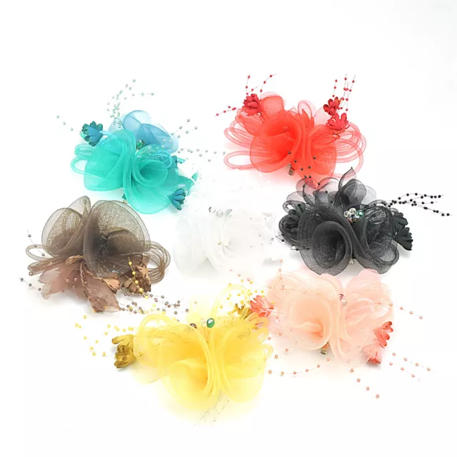 Women Headpieces Flower Hat Brooch Clip Bead Fascinator Bride Wedding Party Gift