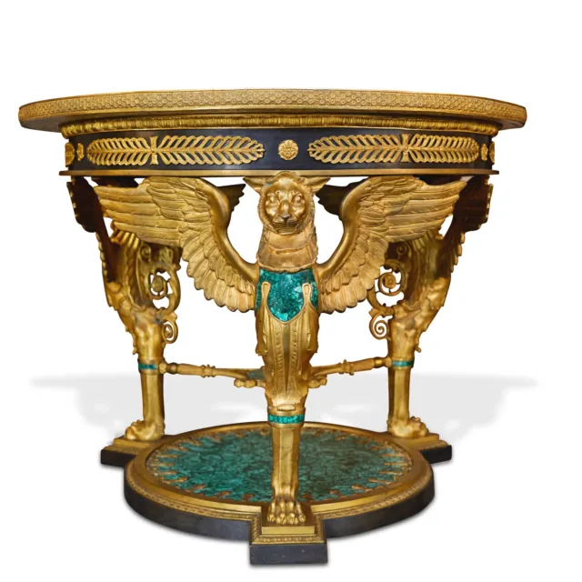 A French Empire Style Gilt Bronze And Malachite Center Table