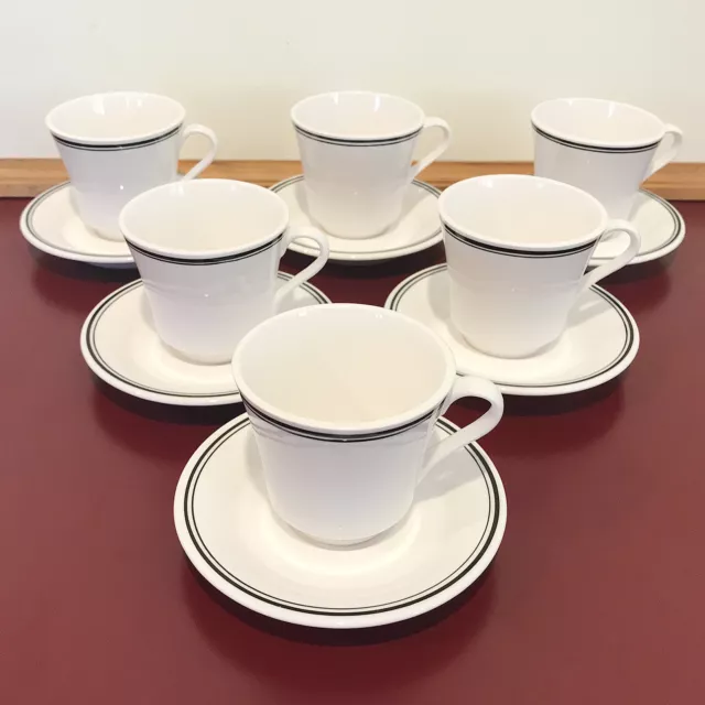 6 Espresso Turkish Coffee Demitasse Cups+Saucers Citation by Shenango China USA