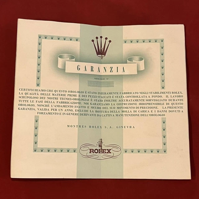 Genuine 1953 Vintage Rolex Guarantee #115 Genuine 1953 Vintage Rolex Guarantee #115
