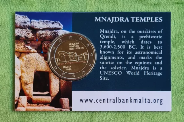 MALTA  2018 MNAJDRA TEMPLES COINCARD FDC Moneta 2 Euro commemorativa