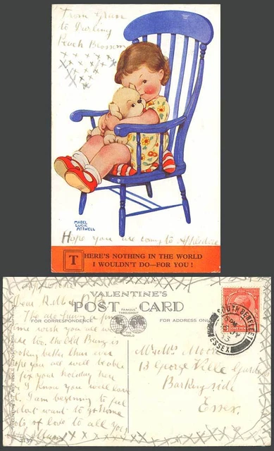 MABEL LUCIE ATTWELL 1933 alte Postkarte Mädchen Hund, nichts, was ich nicht für U tun würde 2136