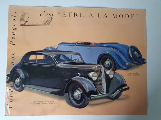 Plaquette Publicitaire Peugeot Independance 1933 + 4 fiches  PEUGEOT 201 et 301 17