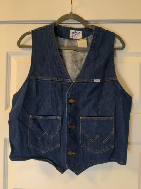 Vintage Wrangler No-Fault Denim Sanforized Vest Made in USA  See Pics For Size