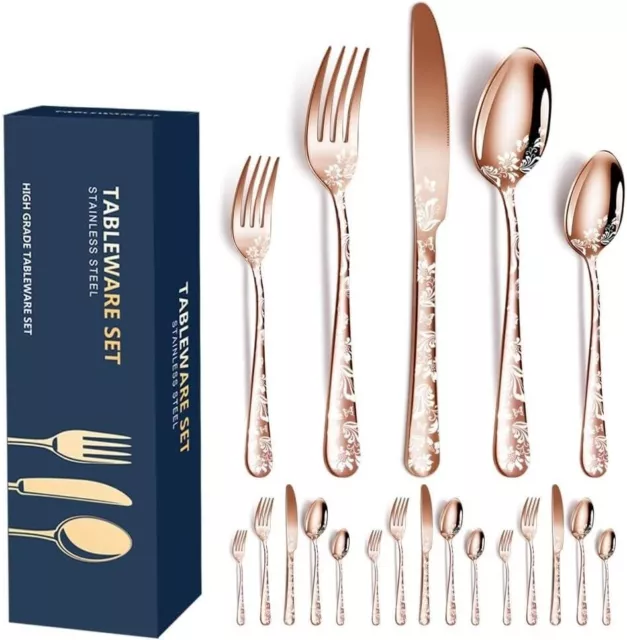 Set Di Posate Oro Rosa 20 Pezzi Servizio Per 4 Persone Elegante Professionale