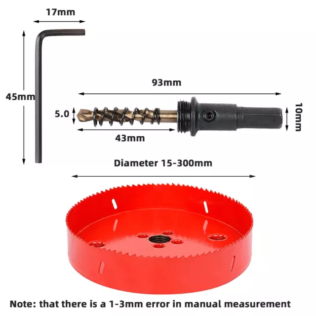 16-200mm Bi-Metal Hole Saw M42 HSS Steel Drilling Drill Bit Cutter 2