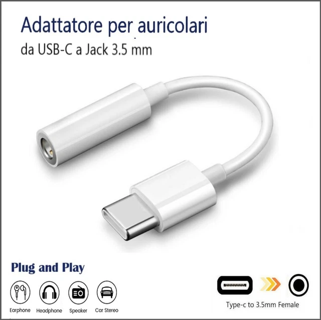 Adattatore Da USB-C A Jack Audio 3,5 Mm Femmina: Ascolta Musica E Rispondi Alle Chiamate Con Le Tue Cuffie Preferite Sul Telefono!