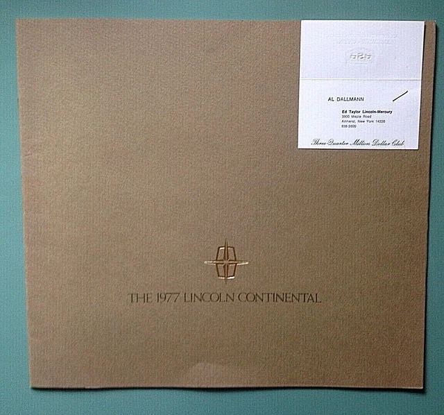 VINTAGE AUTO SALES Brochure 1977 Lincoln Continental Deluxe Catalog