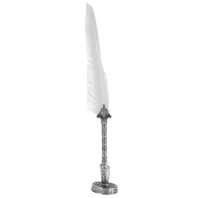 (Vintage White)Feather Dip Pen Retro Fountain Pen Classical Feather Dip Pen