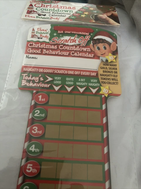 Calendario Dell'Avvento Conto Alla Rovescia Con Elfo Cattivo E Scratch-off. Divertente Novità Per Bambini, Formato 4.25x20.5 Pollici. Gratta E Scopri La Sorpresa!