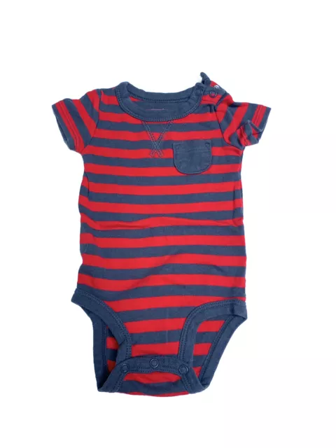 Carter’s Striped One Piece Bodysuit Baby Boy Size 0-3 Months Red Short Sleeve