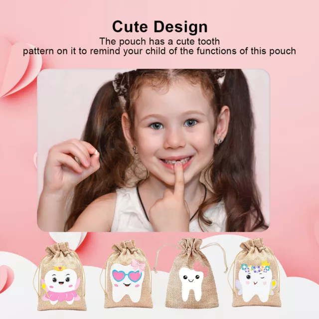 For Girls Tooth Fairy Bag Under Pillow Dentist Birthday School Linen.