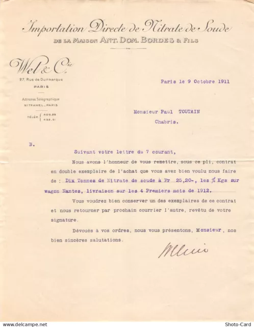 1912 Facture Wel&Cie Paris 75-Toutain Chabris 36