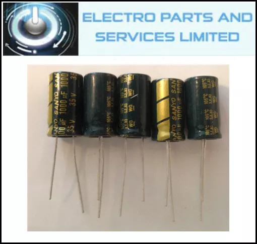 5 x 1000uf 35v Radial Electrolytic Capacitor 105C LOW ESR  10x20mm