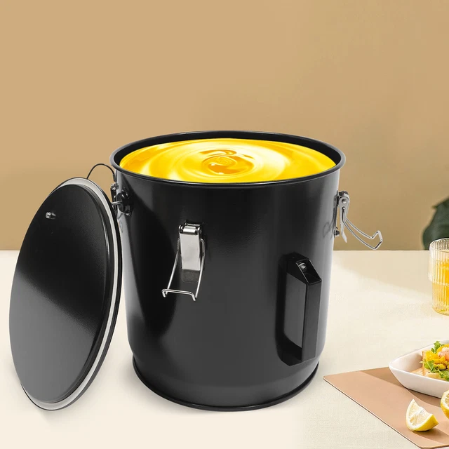 22.71L/6gal Fryer Grease Bucket Oil Disposal Container w/ Filter Bag&Lockimg Lid