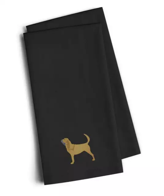 Bloodhound Black Embroidered Towel Set of 2 BB3384BKTWE