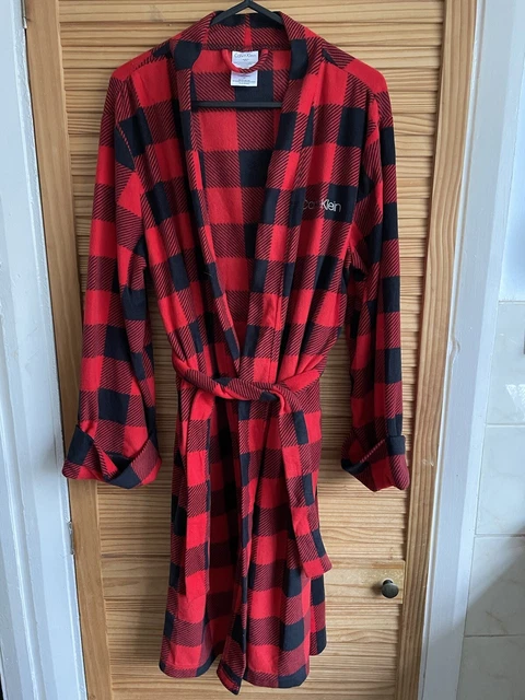 Abito da toeletta unisex Calvin Klein a scacchi in pile, età 14-16 anni XL (E2)