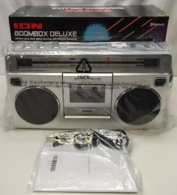 ION Boombox Deluxe Retro Wireless Bluetooth Speaker New/Open Box